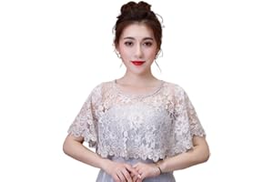 SamHeng Women Lace Cape for Bridal, Elegant Embroidered Flower Bolero Shawl Wrap Shoulder Cover-Up Wedding Capelets for Formal Evening Dress Bride Bridesmaids Lady Proms Party Costume