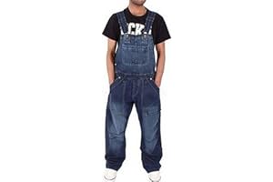 GENERIC Salopette da uomo in denim da lavoro alla moda salopette casual jeans salopette e bretelle generale Pro Heavy Duty Workwear unisex vestibilità comoda pantaloni cargo da combattimento tutto in uno