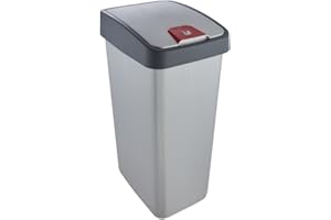 Keeeper Cubo de la Basura Premium con Tapa Abatible, Tacto suave, 45 l, Magne, Plateado (Light Silver)
