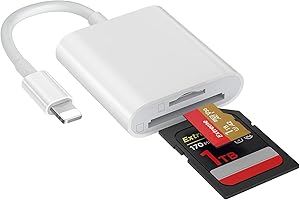 MAXRENARD SD Card Reader for iPhone iPad 2-in-1 Memory Card Reader SD/TF Card Slot Camera Card Viewer Compatible with iPhone 14/13/12/11/X/8/7, iPad Mini 5/Air 3, More (Plug & Play)