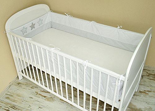 Amilian® Bettumrandung Nest Kopfschutz Nestchen 420x30cm, 360x30cm, 180×30 cm Bettnestchen Baby Kantenschutz Bettausstattung mit Stickerei S01 - 3