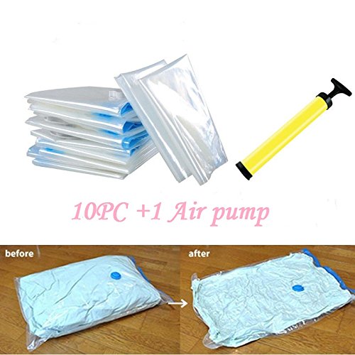 10Pcs Vakuumbeutel - Vakuumbeutel für Kleidung mit Pumpe ,für Kleider, Bettdecken, Bettwäsche, Kissen