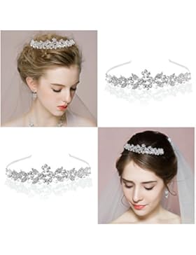 Tinksky Tiara Braut Kopfbedeckungen Strass Princess Tiara Barock Headbands(Silver)