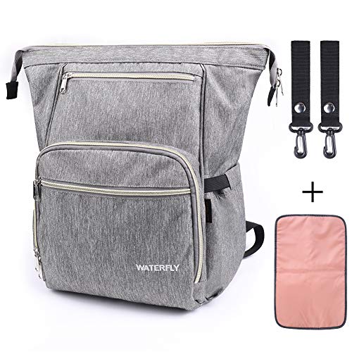 Preisvergleich Produktbild WATERFLY Baby Wickelrucksack Wickeltasche, Multifunktional Große Kapazität Reisetasche Babytasche mit Wickel Unterlage, Versteckte Tasche, Diebstahl Schutz Tasche für Mama Papa