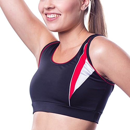 Shepa 043 Women's Swimming Sports Top Removable Bra Pads Racerback Colourful - Made In EU, black-red,XL