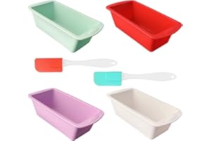 KAHOUI Lot de 4 moules en silicone avec 2 raclettes, réutilisables, rectangulaires, anti-adhésifs, en silicone, pour cuisine, restaurant, boulangerie