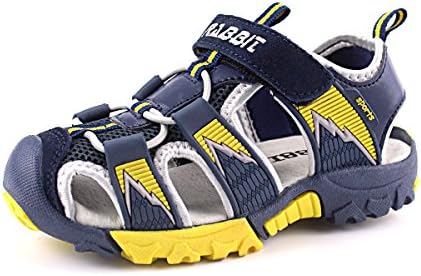 Evedaily Kid's Sandals Outdoor Sports Shoes Boys Closed Toe Velcro Running Shoes Sneakers Jogging SandalsWalking Shoes (Dark Blue, 30)
