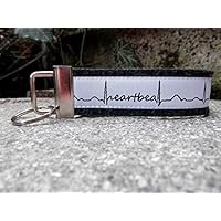 Schlüsselanhänger Schlüsselband schwarz grau Mein und Dein Herz schlägt weiß schwarz Heartbeat Geschenk !