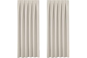 BellaHills Blackout Curtains 2 Panels Set Thermal Insulated Solid Pencil Pleat Window Treatment Pair for Bedroom, Living Room, W90 x D72, Light Beige