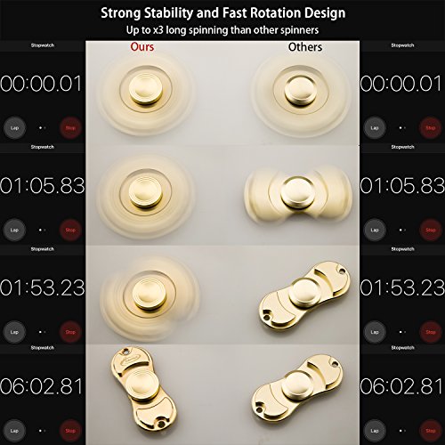 Fidget Hand Spinner Spielzeug, AiRunTech Copper High Speed EDC ADHD Focus Spinner to Relieves Anxiety and Boredom Fidget Hand Spinner Spielzeug für Kinder und Erwachsene Spielzeug Geschenke (Spinner01-Brass) - 2