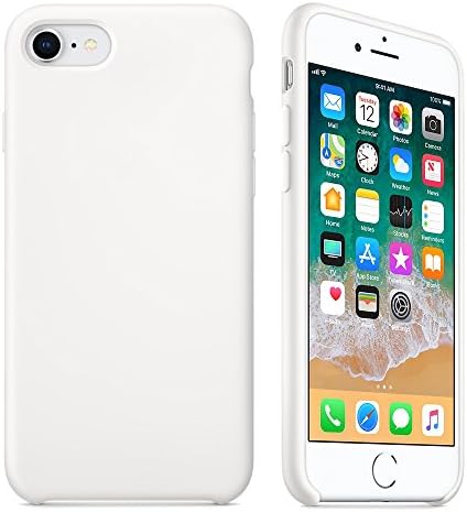 LINDIANSHUMA iPhone 8 Case, iPhone 7 Case, Liquid Silicone Gel Rubber Case with Soft Microfiber Cloth Lining Cushion for Apple iPhone 8 (2017)/iPhone 7 (2016), White