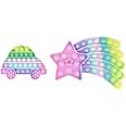 PLUSPOINT 2 Pack Rainbow Pop Fidget Toy, Push Pop Bubble Fidget Sensory Toy for Kids and Adults, Fidget Popper Stress Reliever- Shapes Sensory Fidget (Macaron 2 pc)