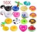 Produktbild NIGHT-GRING 16pcs Aufblasbare Getränkehalter,Verschiedene Formen Schwimmteile Getränke Dosenhalter Pool Badspielzeug Party Deko
