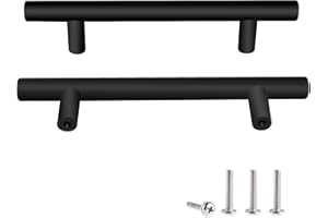 Drenky Uchwyty meblowe czarne, uchwyty meblowe ze stali nierdzewnej 2 sztuk Uchwyty szafkowe Uchwyty do szafek kuchennych Rozstaw otworów 128 mm