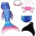 Produktbild UrbanDesign Meerjungfrau Flosse Zum Schwimmen Meerjungfrau Schwanz mit Flosse mit Bikini für Kinder Mädchen, 11-12 Jahre, Blau Rot