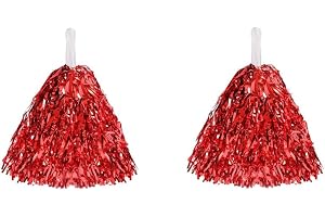 Naisfei 2 stycken Cheerleader poms, röd, metallfolie, för sport, dans, fester