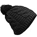 Topro Pom-Pom Cable-knit Fold Up Beanie Warm Hat Unisex Color Black