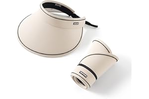 XIXKOLYU Sombrero de Sol para Mujer con ala Grande, Plegable, Visera de Paja, para Verano, protección Solar, Deporte, Verano, para Playa, Golf, Ponytail Playa, Sombrero de Playa UPF 50+