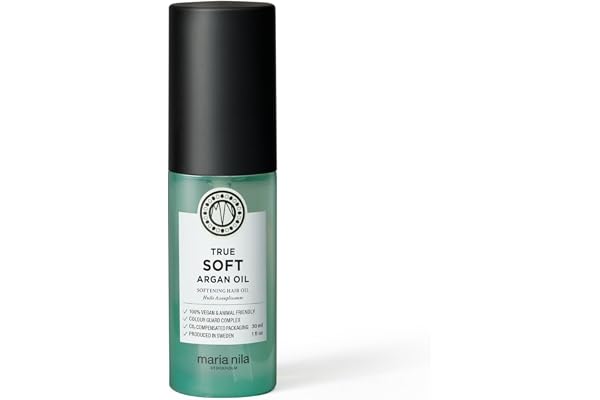 Maria Nila True Soft, Pour Cheveux Secs, l’Huile d’Argan Réhydrate et Réduit les Frisottis, 100% Végan & Sans Sulfate/Parabène