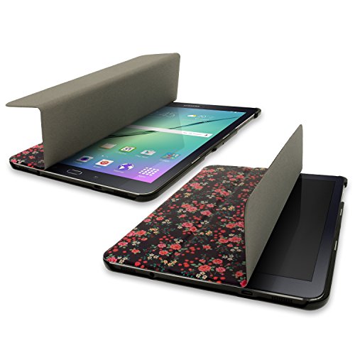 igadgitz ‚Designer Kollektion‘ Pink Rosen Blumen PU Ledertasche Hülle Smart Cover für Samsung Galaxy Tab S2 9.7″ SM-T810 mit Multi-Winkel Betrachtungs + Auto Sleep/Wake + Displayschutzfolie - 4