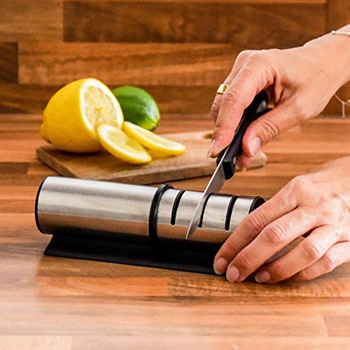 BS Living – Messerschleifer – 3 Stufen Design Messerschärfer – Profi Knife Sharpener – Ultra scharf - 3