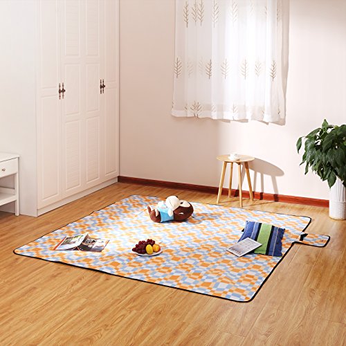 Songmics 200 x 200 cm XXL Picknickdecke Fleece wärmeisoliert wasserdicht mit Tragegriff GCM73C - 2