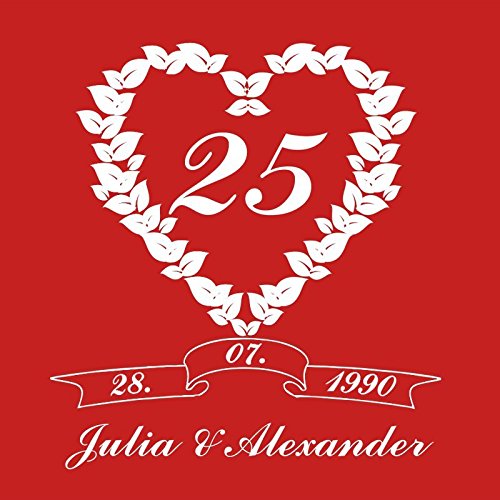 Geschenke zur Silberhochzeit – Personalisierte Laterne 25 Ehejahre mit Gravur zum Hochzeitstag 36cm – hochwertige CILIO Laternen – wir gravieren 2 NAMEN und 1 DATUM - 2
