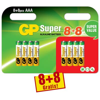 Preisvergleich Produktbild 8+8 GP Super Alkaline Micro AAA 03024ADHC8+8