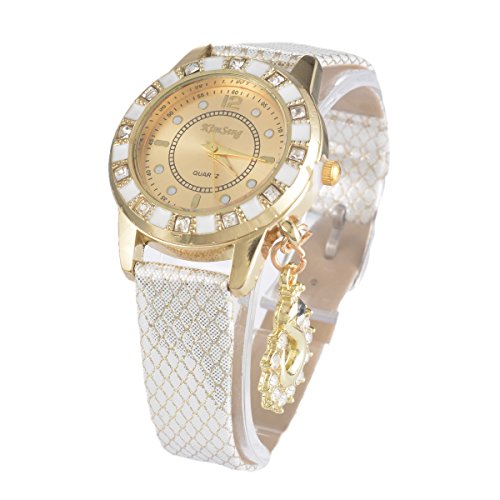 Souarts Damen Weiß Strass Armbanduhr Quartz Analog mit Batterie Souarts Damen Weiß Strass Armbanduhr Quartz Analog mit Batterie