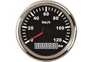 ELING Compteur kilométrique 120KM/H de compteur kilométrique imperméable de KM pour le camion de tracteur de moto de voiture avec le contre-jour 85mm 12V/24V