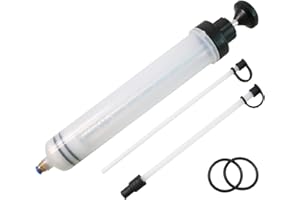 LATRAT Strzykawka do ssania oleju 200 ml, narzędzie do odsysania i napełniania oleju, pompa ssąca oleju z 2 wężami i parą wymiennych pierścieni gumowych