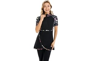 SHUOBEITER Short Sleeve Swimsuit Modest Swimwear for Women Modesty Swimming Costume Rash Guard Surfing Suit Beachwear Burkini