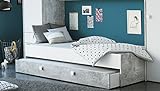 Cama con cajonera juvenil de estilo industrial. ¡A precio económico! Somier y colchó no incluidos.