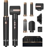 7 in 1 Hair Dryer Brush Styler Hot Air Brush with Curling Wand Straightener Diffuser Multi Functional Hair Styling Tool with 