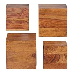 FineBuy 4er Set Wandregale Massivholz Sheesham Holzregal Landhaus-Stil