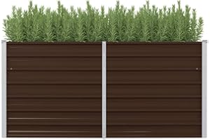 Myheimly Hochbeet Gartenbeet Frühbeet Pflanzbeet Kräuterbeet Gemüsebeet Blumenkasten Garten Pflanzkasten Pflanzenkübel Braun 160 x 80 x 77 cm Verzinkter Stahl