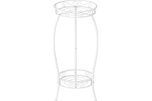 Mutool 2 Tier Metal Plant Stands for Flower Pot, Tall Plant stand for Outdor Indoor Plant, Plant Pot Holder Plant Table for Garden Patio, 69x32cm, White