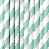 SiDeSo® 10 Stück Trinkhalme Strohhalme (Mint gestreift)