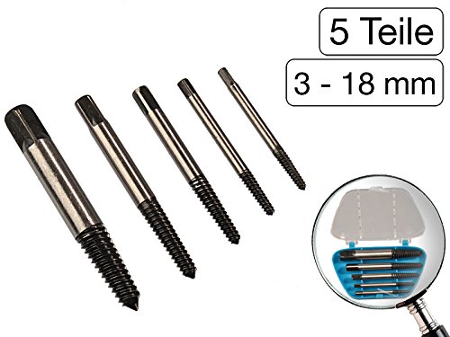 Preisvergleich Produktbild 5-teiliges Set Linksausdreher 3-18 mm