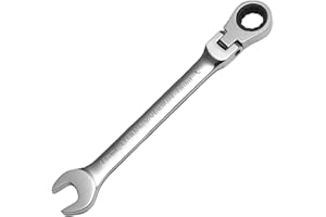 WISEUP Llave fijas, ajustable a 180 °, forjada CR-V, llave carraca en 2 en 1, 15 mm taller mecanico herramientas bricolaje