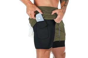 Superora Mens Running Gym 2 in 1 Sports Shorts Breathable Outdoor Workout Training Shorts with Pockets