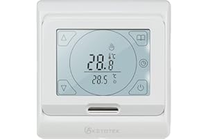KETOTEK Thermostat Chauffage au Sol Electrique Programmable 16A avec Sonde, Numérique Thermostat d'ambiance Plancher Chauffant Régulateur Écran Tactile LCD