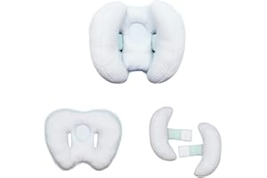 Blublu Park Baby 2 in 1 Reisekissen, Bananenform, verstellbar, Baby und Säuglinge, Nackenkopfstütze, Autositzeinsatz, Kissen für 3 bis 12 Monate, Blau