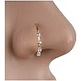 Greendou Fashion Jewelry Gold/Silver Thin Four Diamond Clear Crystal Nose Ring Stud Hoop-Sparkly Crystal Nose Ring