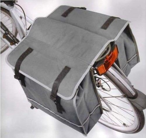Grey Heavy Duty Four Straps Waterproof Double Pockets Bicycle Pannier Bag \ Cycling Bike Bicycle Cycle Mountain Road Men Women Gadget Stuff Birthday Gift Bag Backpack Gear Items Present Small Large Outdoor Sport Travel Riding Cyclist Shop Store Professional Portable Compact Adult Parts Goods Sporting Kids Boy Girl Special Stand Holder Pouch Trek