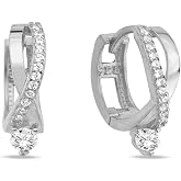NEREZE 925 Sterling Silver Rhodium Solitaire Knitted Earrings
