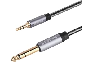 OLUOTE picK-me TRS 3.5mm Macho a TRS 6.3mm Macho Estéreo Cables, 1/8 a 1/4 Pulgada Macho a Macho Audio Cables para El Piano,Grabadoras, Guitarra(1.5M/4.92FT)