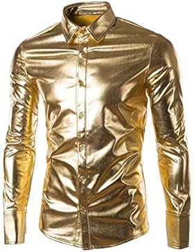 SMITHROAD Herren Hemd Langarmhemd Glitzer-Look Clubwear Langarmshirt Slim Fit Club Look Optik Freizeit Casual...