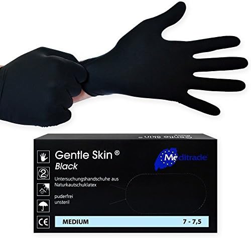 Gentle Skin Black Latex Disposable / Examination gloves, black, 100, non-sterile, powder-free, Size:XS