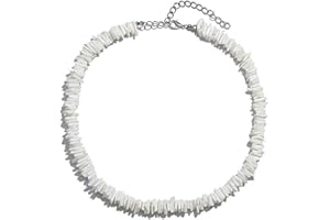 CAREOR Shell Choker Necklace Seashell Necklace Adjustable Puka Shell Necklace Bracelets Set Hawaiian Jewelry